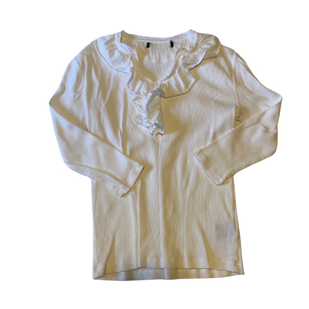 White Ruffled Top Quarter Sleeves